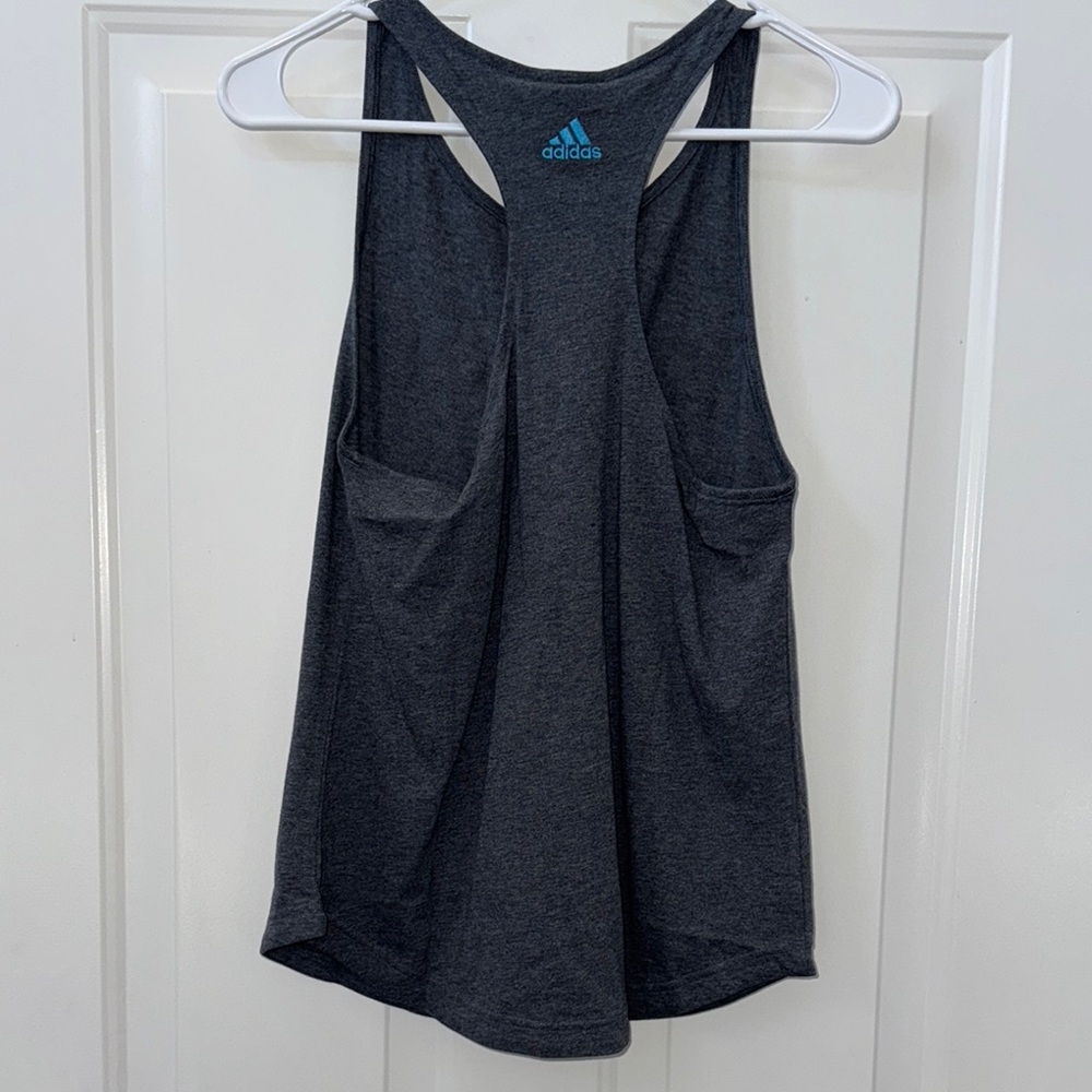 Adidas Dark Gray Tank Top with Blue Logo - Picture 4 of 4
